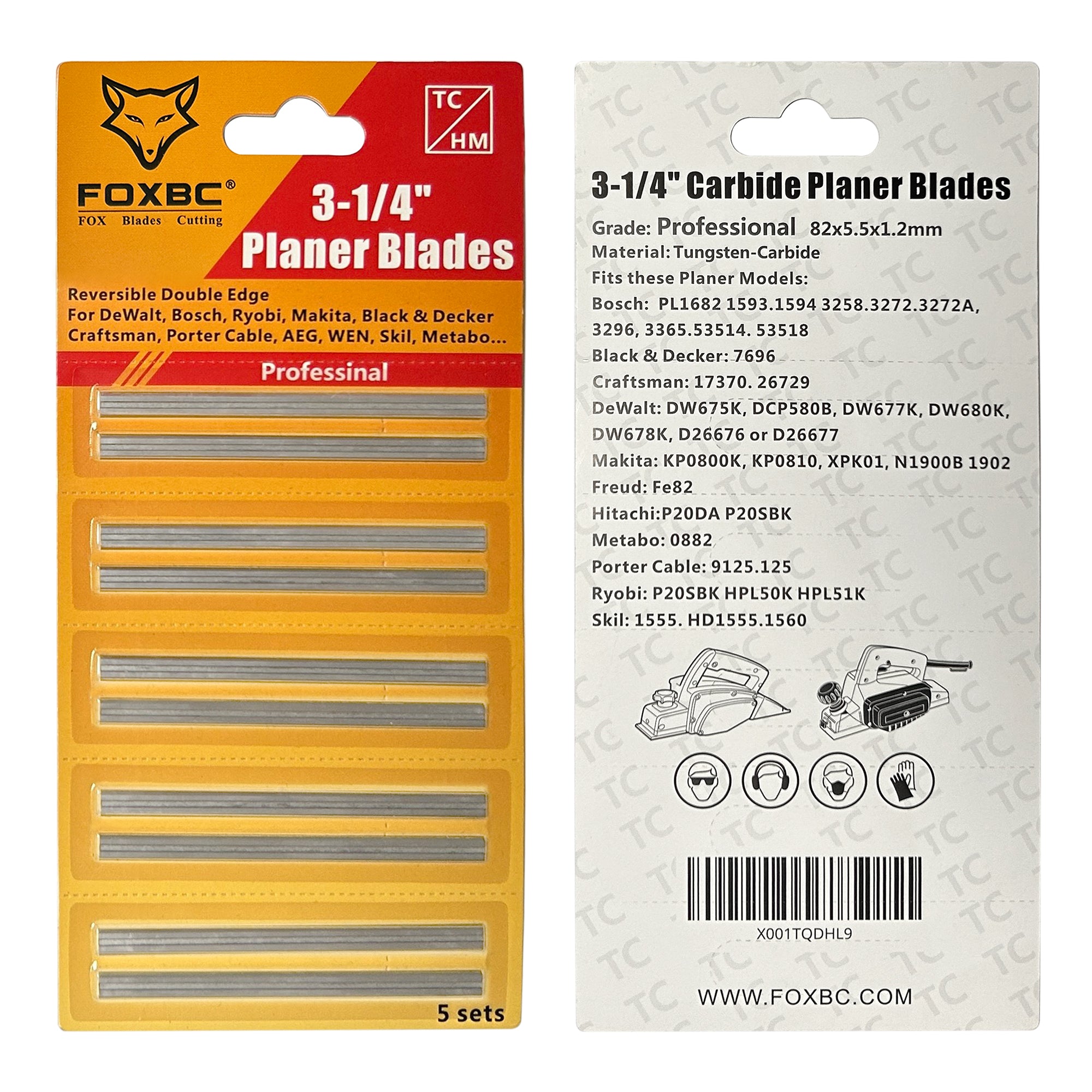 Cuchillas cepilladoras de carburo de tungsteno de 3-1/4" y 82 mm para MAKITA, BOSCH, DeWalt, Ryobi, BLACK & DECKER, Craftsman - Paquete de 10