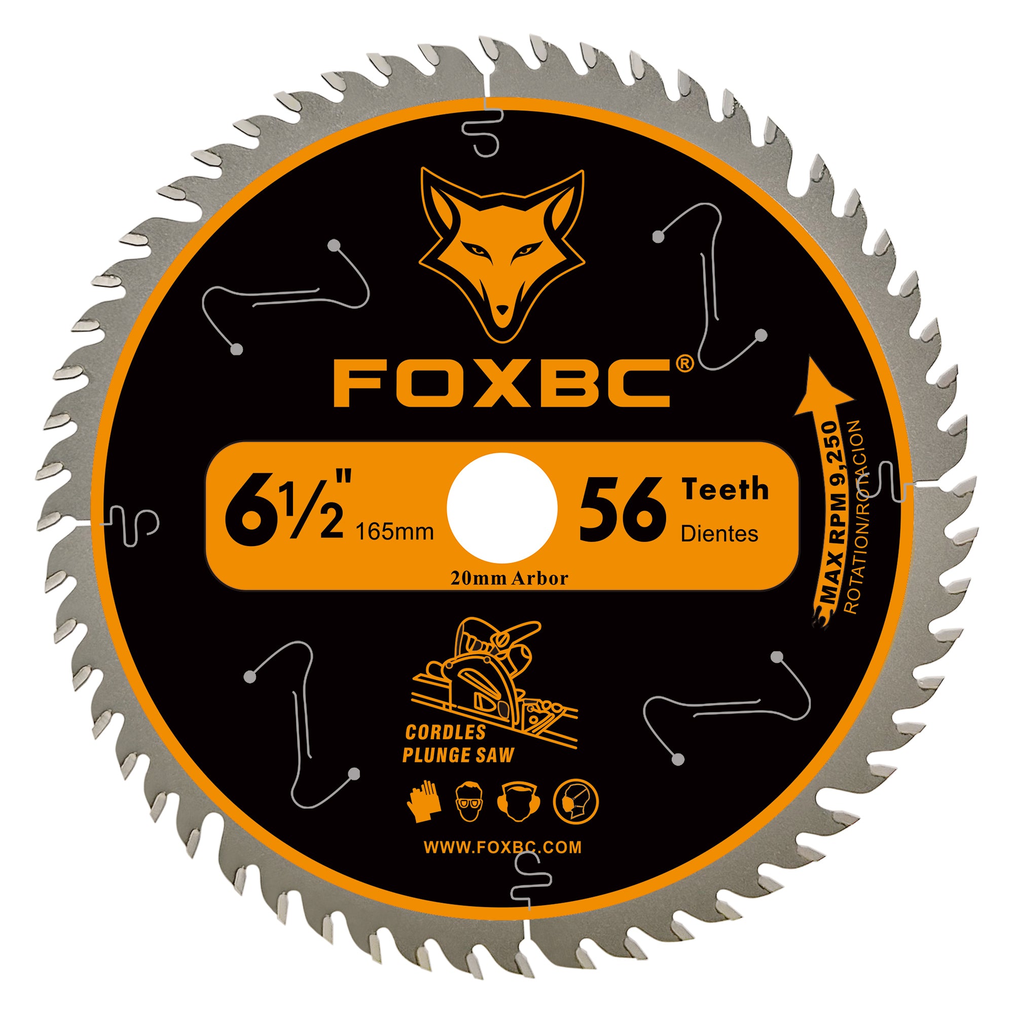FOXBC Hoja de sierra de pista con punta de carburo 56T de 6-1/2" para sierra circular de inmersión Makita B-07353, Wen CT1065, repuesto para Makita B-57342, hoja de sierra Wen BL655
