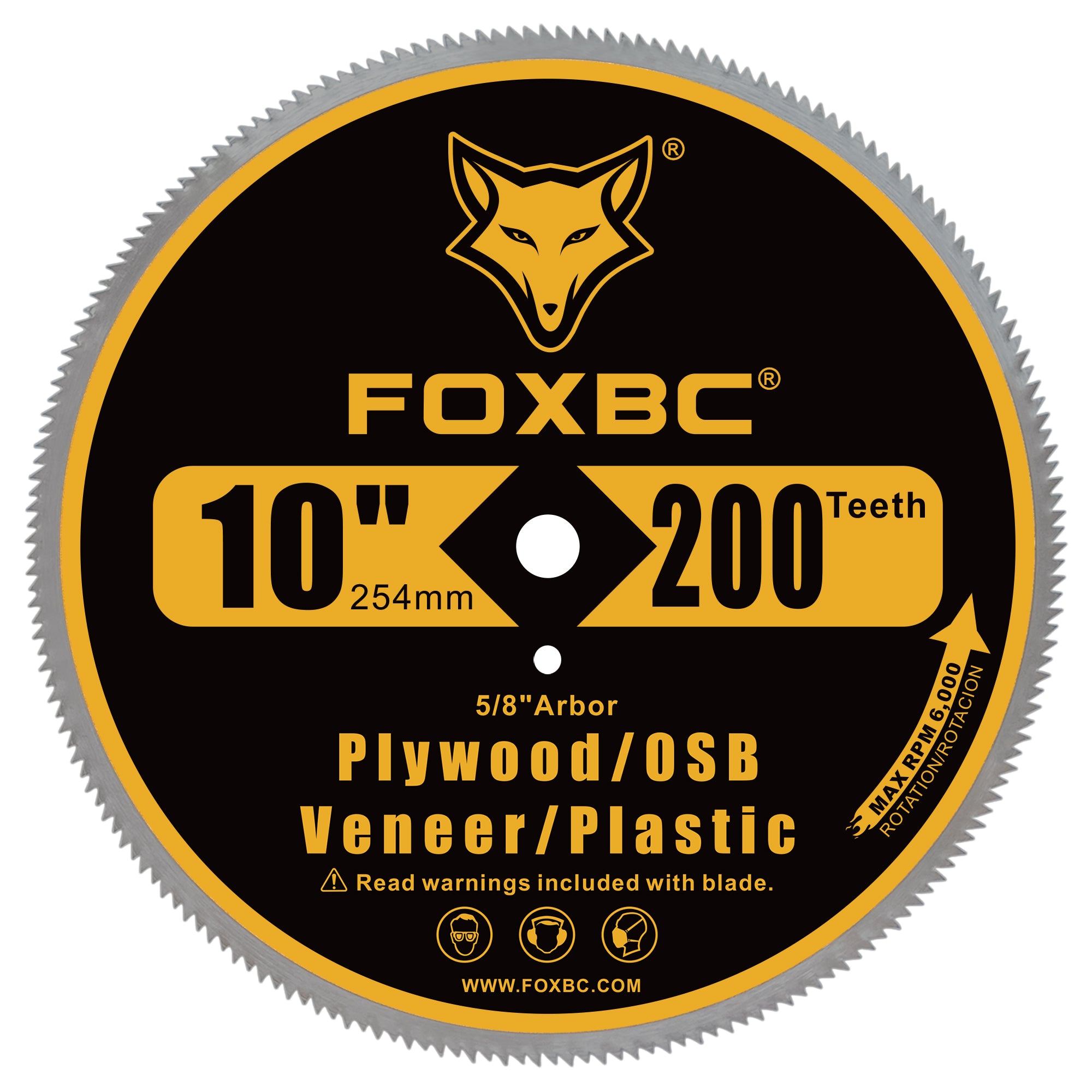 FOXBC 10 inch 200-Tooth Contractor Saw Blade for Plywood, OSB, Veneer, Plastic, Vinyl Siding with 5/8" Arbor - 3 Pack