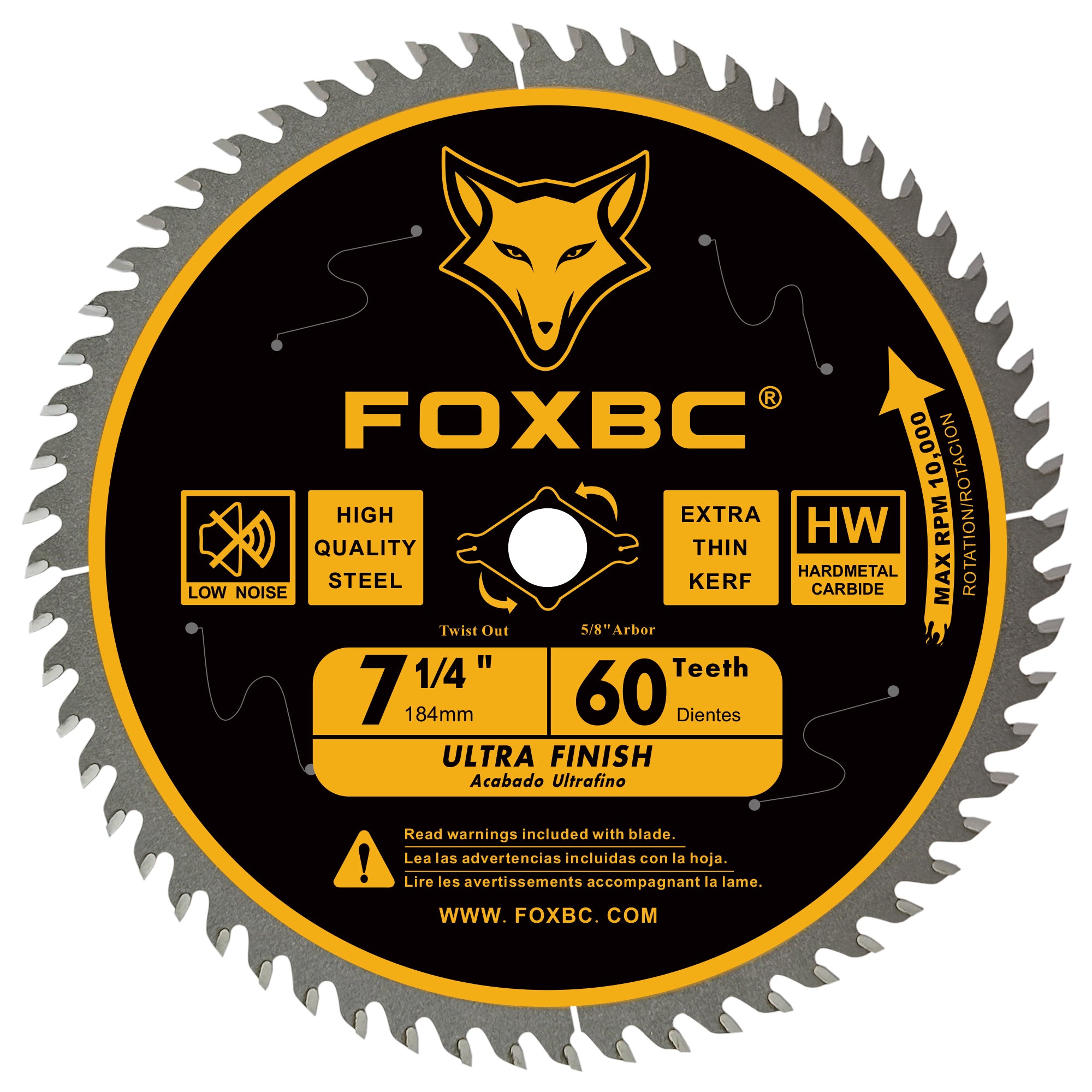 FOXBC Hoja de sierra circular de 7-1/4" de repuesto de 60 dientes para Freud Diablo D0760A D0760X, DeWalt DWA171460