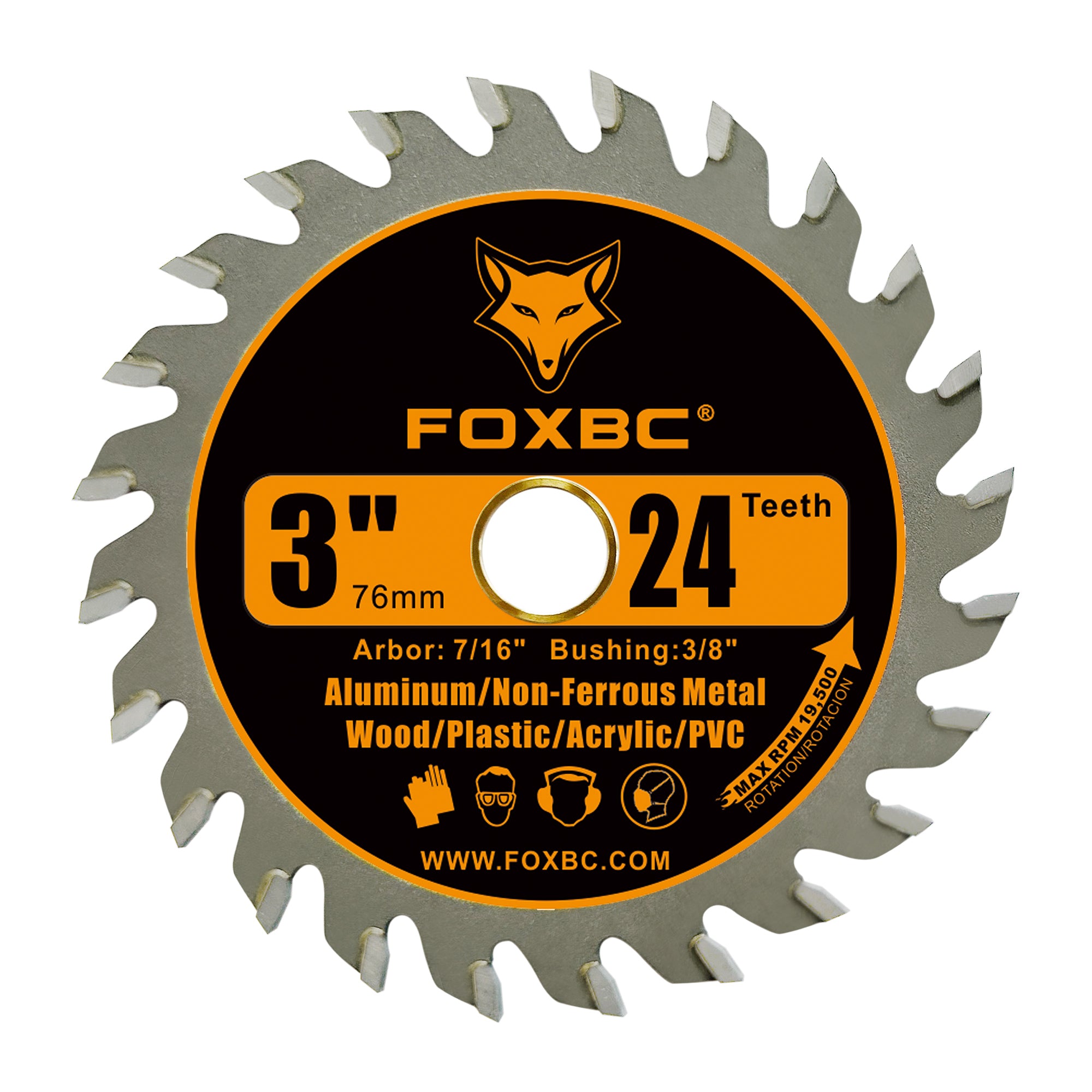 FOXBC 3 Inch 24T Carbide Circular Saw Blade Cuts for Wood, Plastic, PCV, Acrylic, Aluminum with 7/16" Arbor, Compatible with Dremel, Ryobi, Worx, Milwaukee, Dewalt, Ultra-Saws, RotoZip Saws - 3 Pack