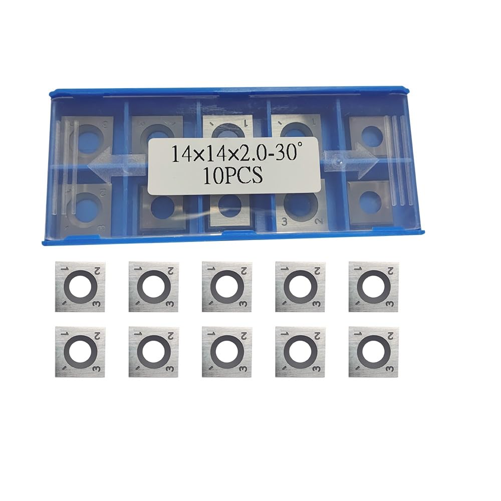 FOXBC Insertos de carburo indexables de 14 mm de repuesto para insertos Grizzly H7319 y cepilladora de cabezal de corte en espiral Grizzly de 14 x 14 x 2 mm, paquete de 10