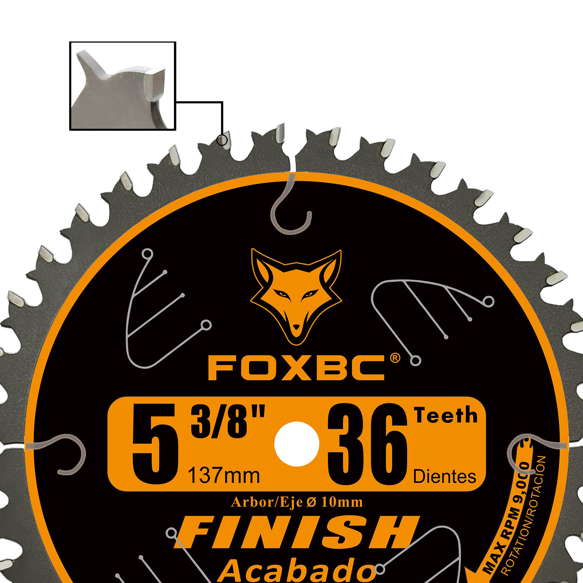 FOXBC 5-3/8 Inch Carbide Circular Saw Blade 36 Tooth Trim Finish Wood with 10mm Arbor
