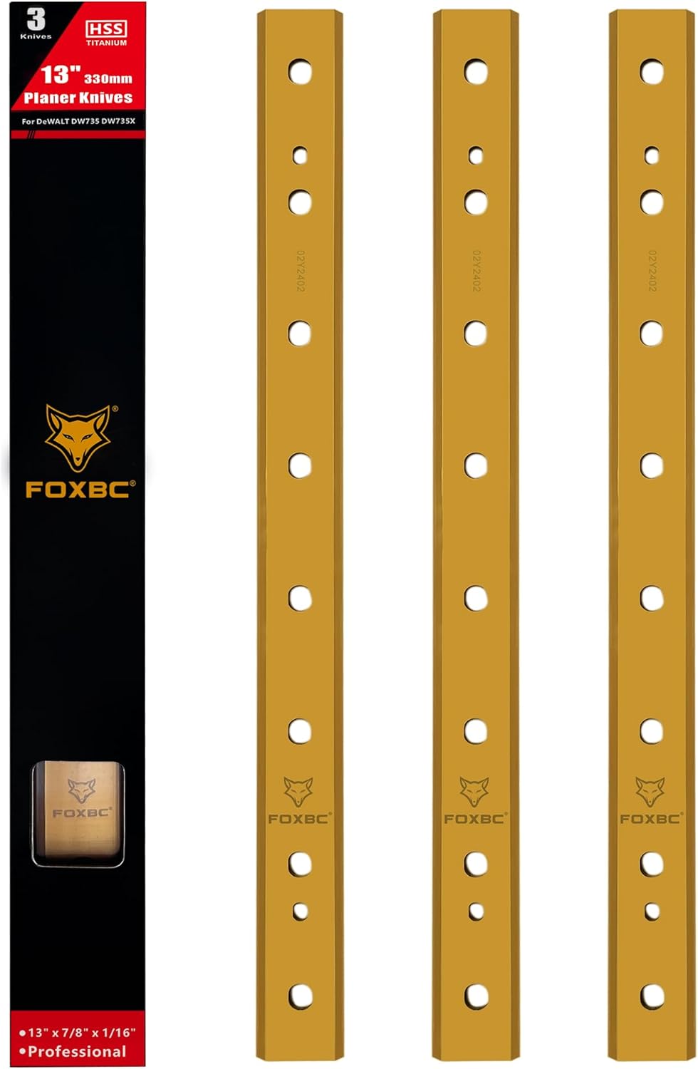 FOXBC 13 Inch Titanium Planer Blades Replacement for DeWalt DW735 DW735X Planer, Replace DW7352 - Set of 3