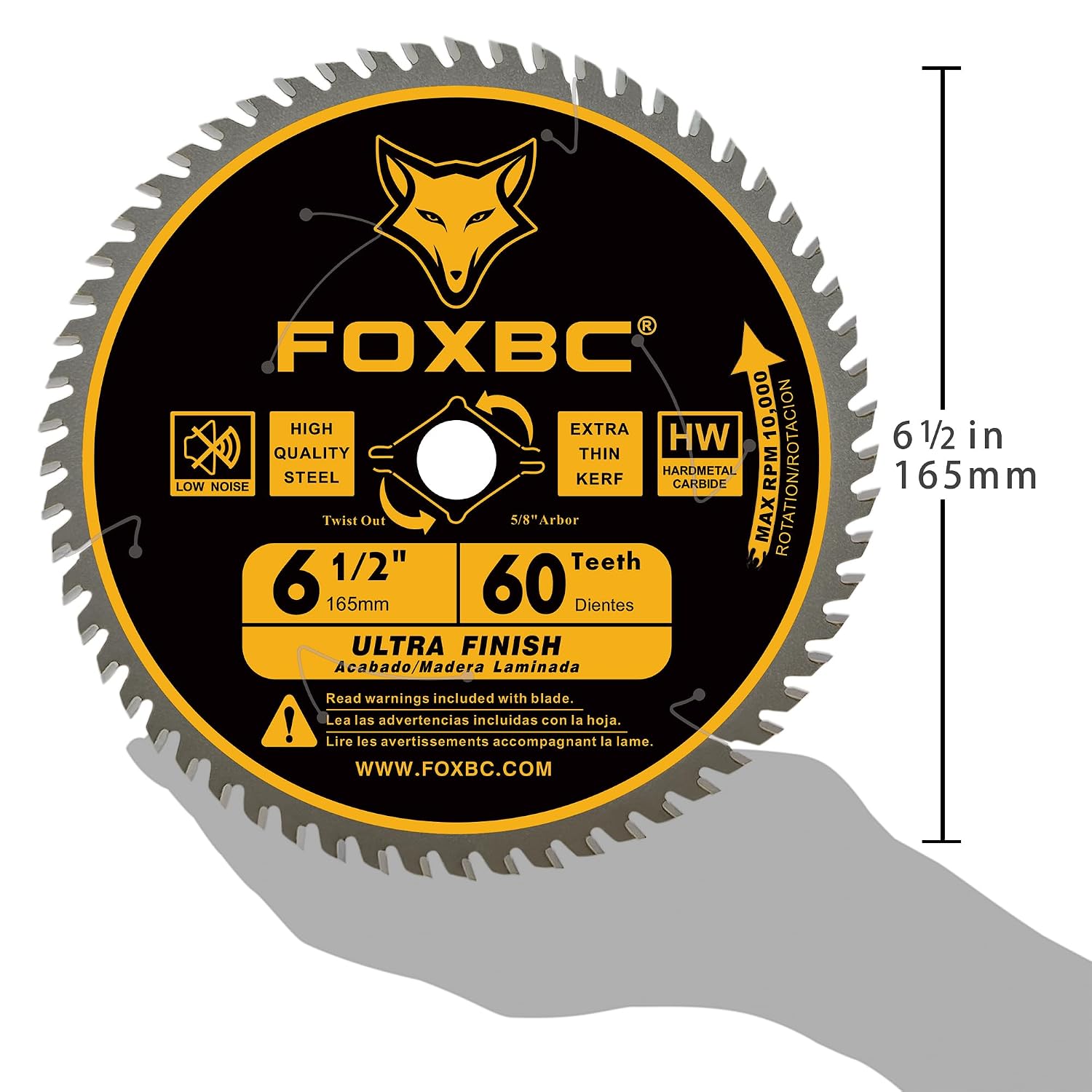 FOXBC 6-1/2 inch Circular Saw Blade for Wood, 60-Tooth, Ultra Fine Finish - 2PK