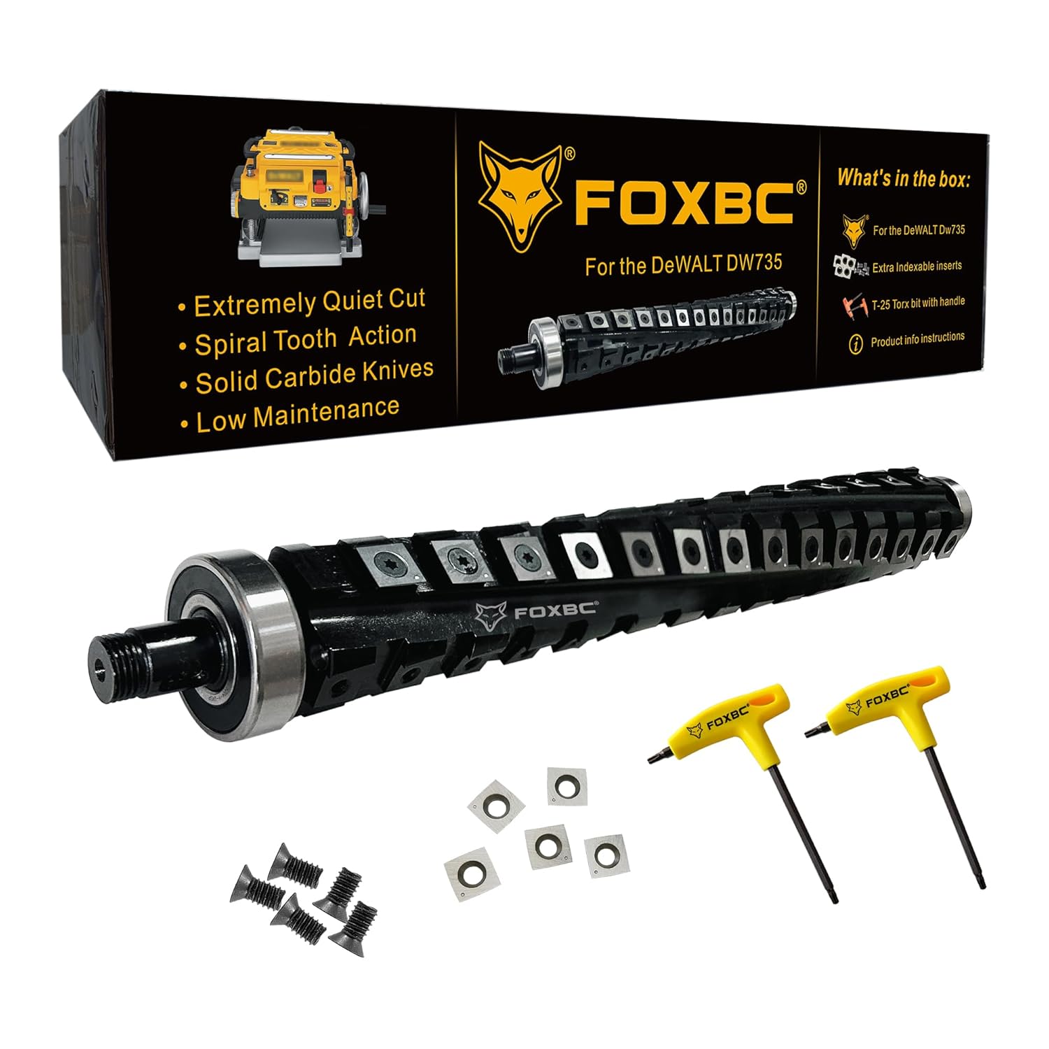 FOXBC Spiral Helical Cutterhead for DeWalt DW735 DW735X DW735XE 13 Inch Planer