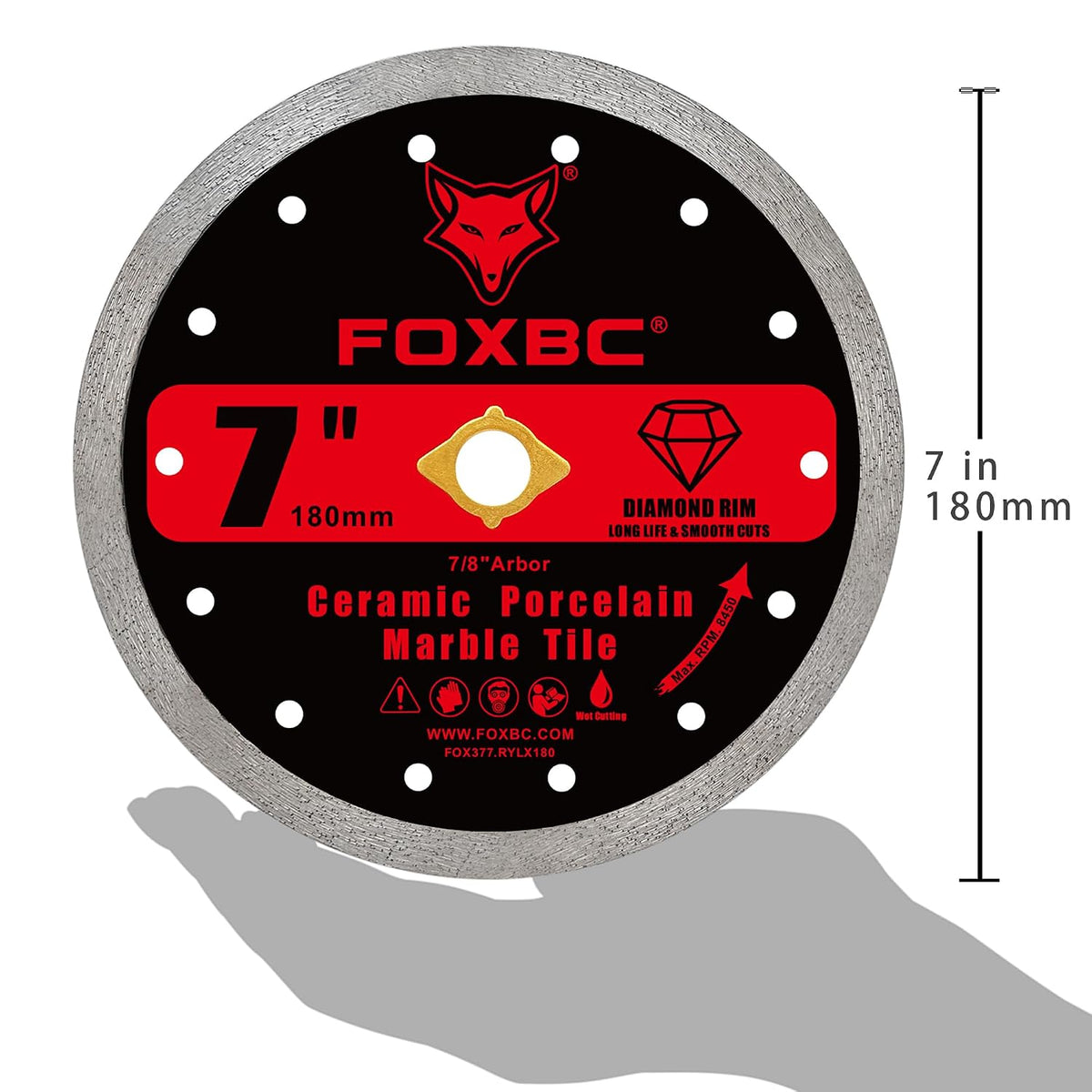 FOXBC 7 Inch Continuous Rim Diamond Blade Masonry Cut-Off Disc - 2 Pack