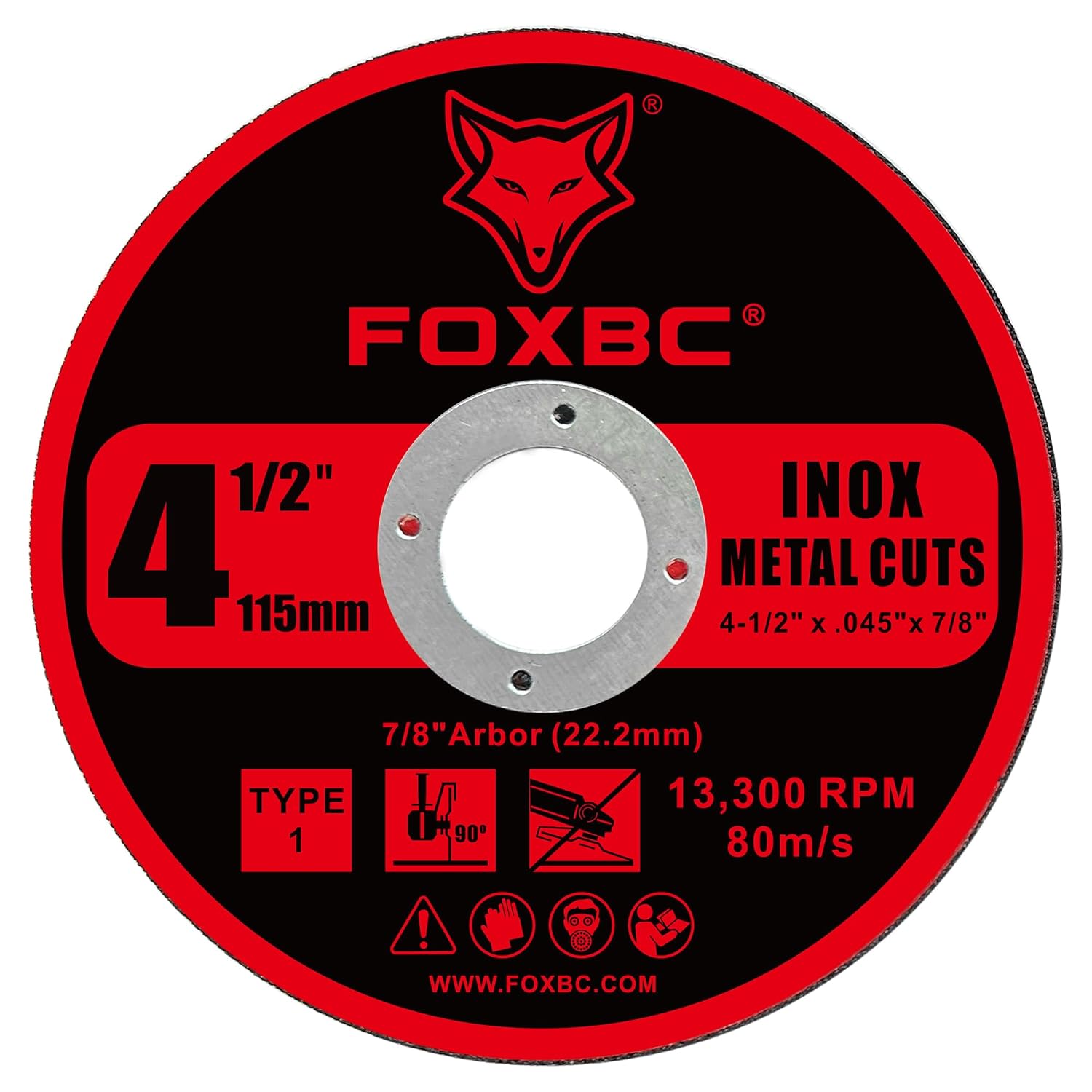 FOXBC 4-1/2 Inch Cut Off Wheel Discs for Angle Grinder, Cutting for Metal & Stainless Steel, 4-1/2" x .045" x 7/8" - 50 Pack