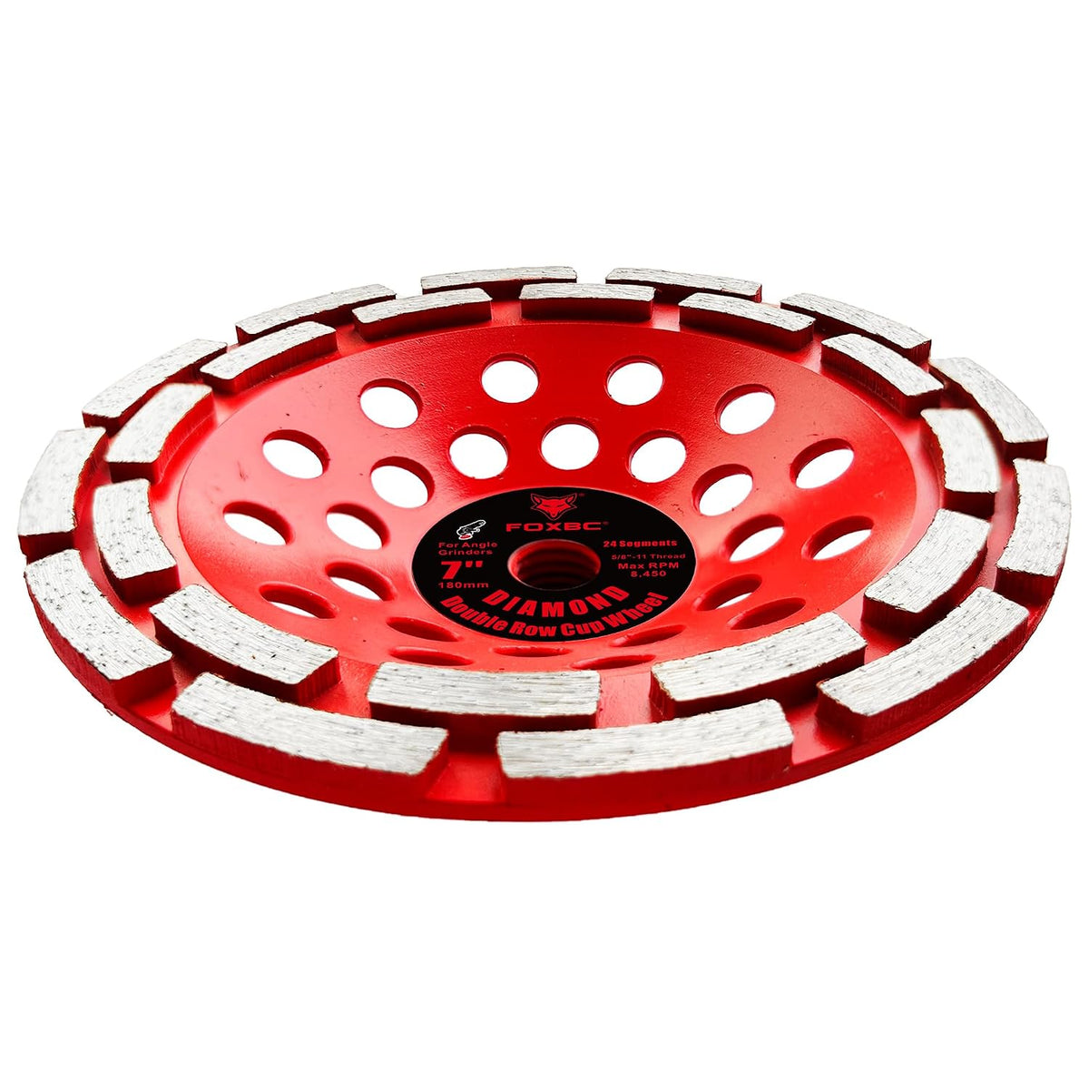 FOXBC 7 Inch Diamond Double-Row Segmented Cup Wheel for Grinding and Leveling Concrete, Masonry and Stone, 5/8"-11" Arbor