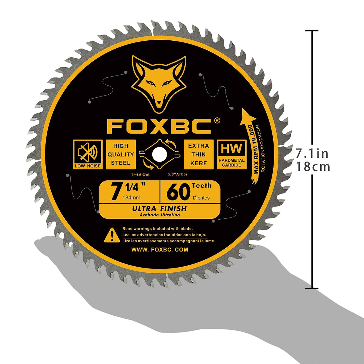 FOXBC 7-1/4 inch Circular Saw Blade for Wood, 60-Tooth, Ultra Fine Finish - 2PK