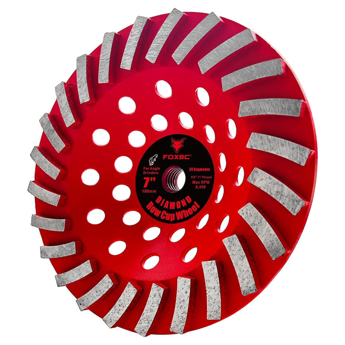 FOXBC 7 Inch Diamond Grinding Cup Wheels, 24 Turbo Segmented For Grinding and Leveling Concrete, Masonry and Stone, 5/8"-11" Arbor