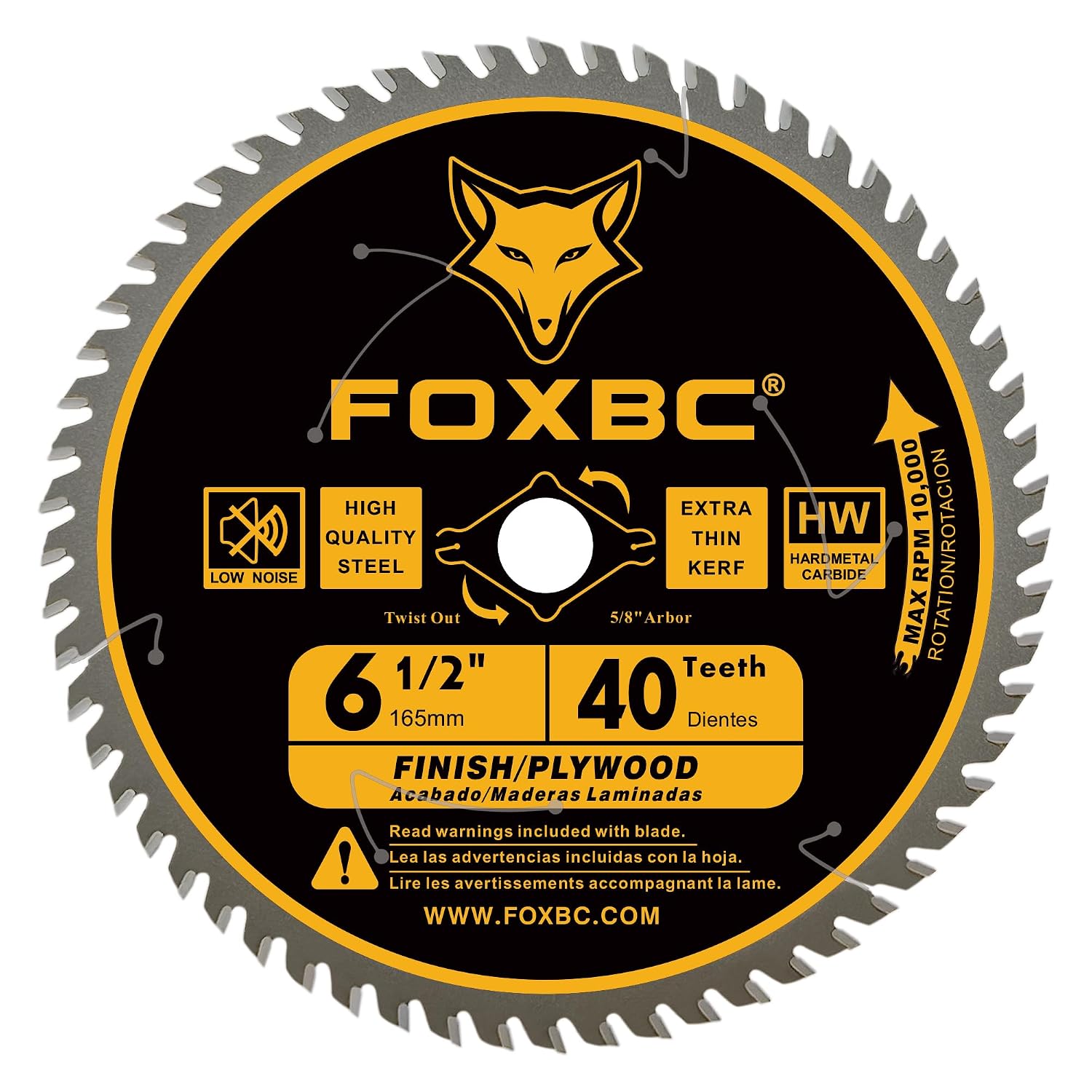 FOXBC 6-1/2 inch Circular Saw Blade 40T 60T Combo Pack, Ultra Fine Finish for Wood Cutting, Thin-Kerf with 5/8" Arbor