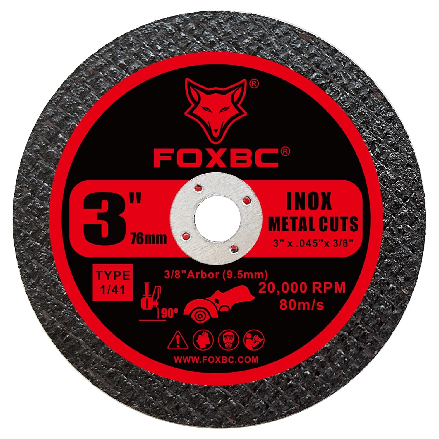 FOXBC 3 Inch Cut Off Wheel Discs, Metal & Stainless Steel Cutting Disc for Die Grinder, 3” x 3/64” x 3/8” - 50 Pack