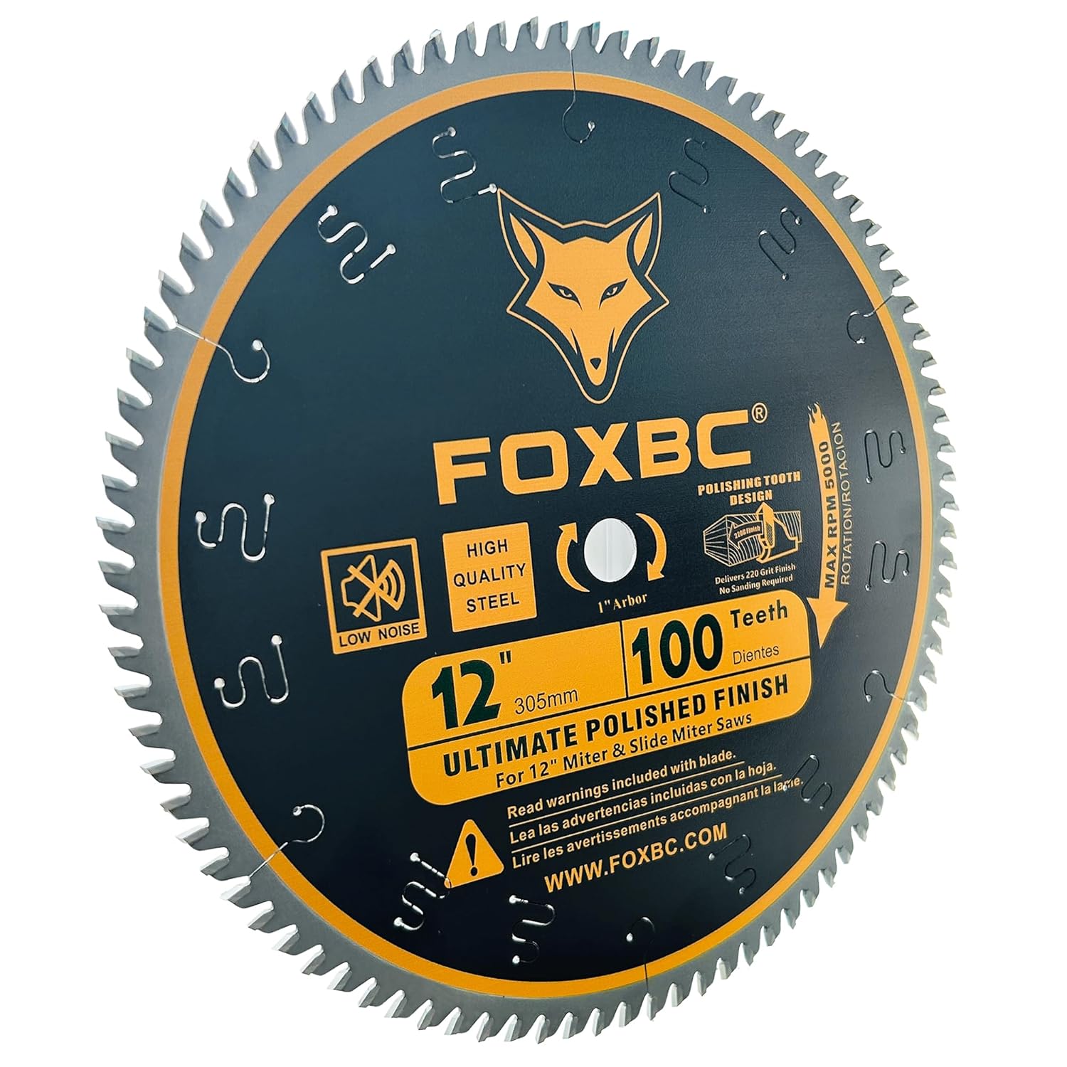 FOXBC 12 Inch Saw Blade 100 Teeth Ultimate Polished Finish Saw Blade for Wood with 1 Inch Arbor