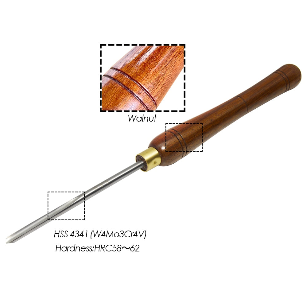 8mm Spindle Gouge Woodturning Tools V Shaped Flute Wood Turning Roughing Chisels HSS Blade & Walnut Handle for Lathe