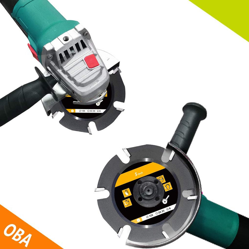 6 Teeth 5 inch Angle Grinder Wood Cutting Wheel Saw Blade Carbide Shaping Disc for Wood Carving Sculpting Shaping Cutting