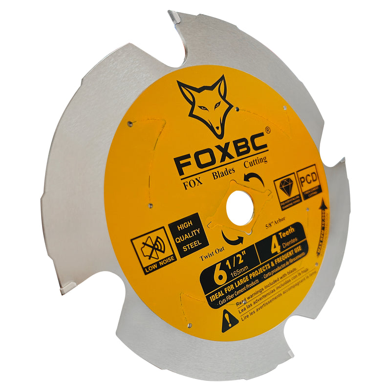 FOXBC 6-1/2 inch 4 Tooth Polycrystalline Diamond (PCD) Hardie Fiber Cement Saw Blade, 5/8 Arbor