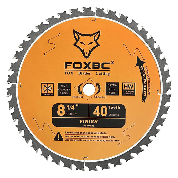 FOXBC 8-1/4" Table Saw Blade 40 Tooth Finishing Circular Saw Blade with 5/8" Arbor, Diamond Knockout