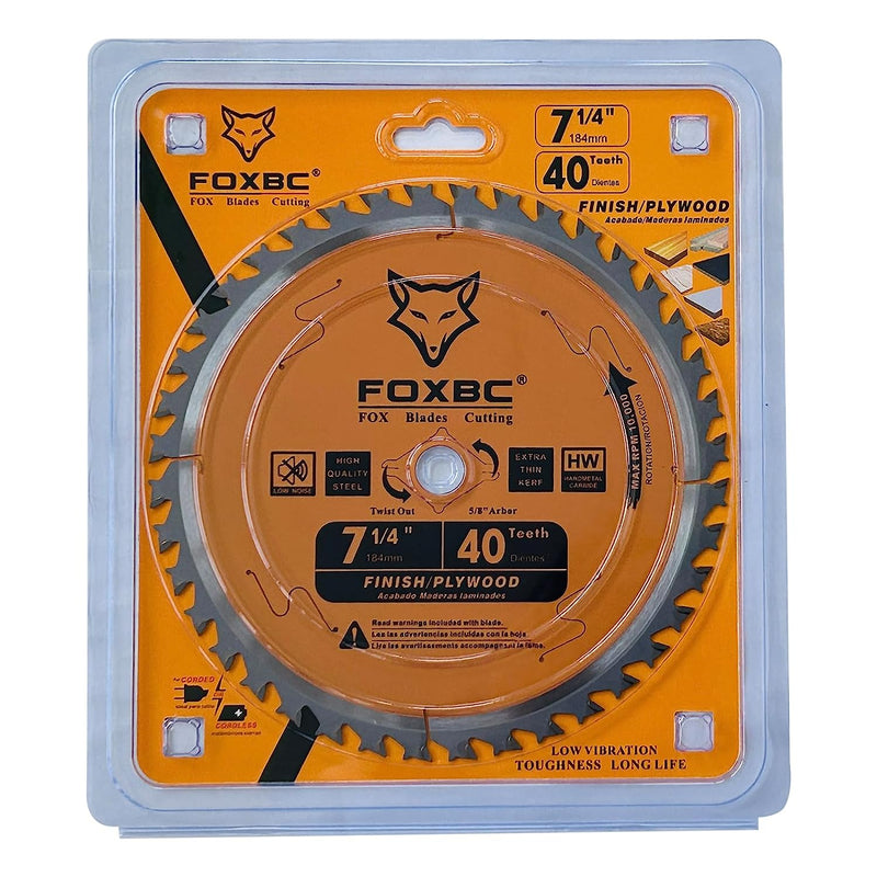 FOXBC 7-1/4" Circular Saw Blade 40 Tooth, Finishing Saw Blade with 5/8" Arbor, Diamond Knockout