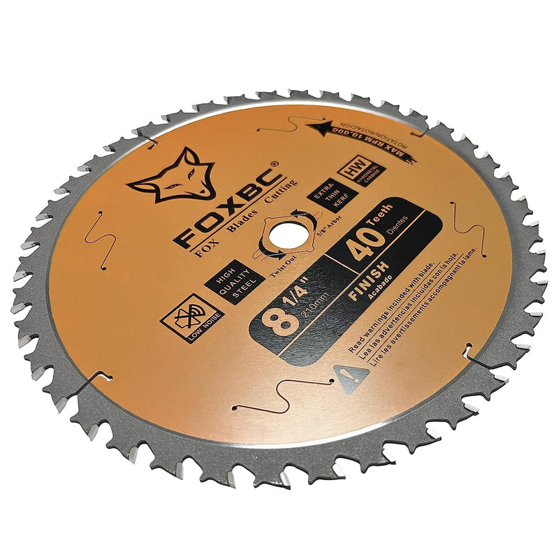 FOXBC 8-1/4" Table Saw Blade 40 Tooth Finishing Circular Saw Blade with 5/8" Arbor, Diamond Knockout