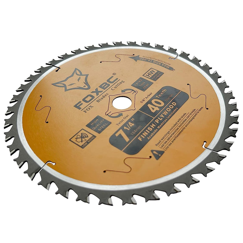 FOXBC 7-1/4" Circular Saw Blade 40 Tooth, Finishing Saw Blade with 5/8" Arbor, Diamond Knockout