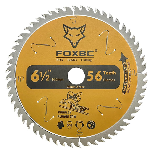 FOXBC 6-1/2" 56T Carbide-Tipped Track Saw Blade for Makita B-07353 Plunge Circular Saw, Wen CT1065, Replacement for Makita B-57342, Wen BL655 Saw Blade