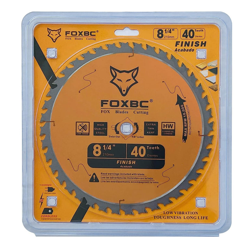 FOXBC 8-1/4" Table Saw Blade 40 Tooth Finishing Circular Saw Blade with 5/8" Arbor, Diamond Knockout