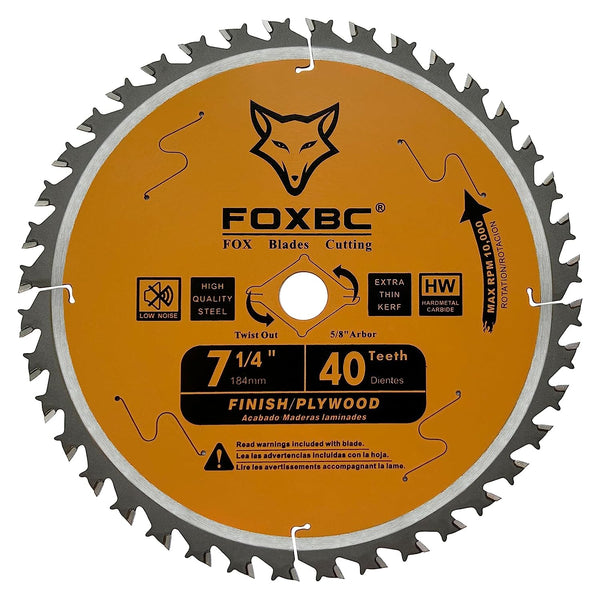 FOXBC 7-1/4" Circular Saw Blade 40 Tooth, Finishing Saw Blade with 5/8" Arbor, Diamond Knockout