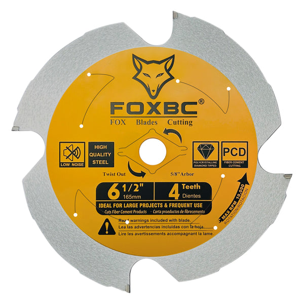 FOXBC 6-1/2 inch 4 Tooth Polycrystalline Diamond (PCD) Hardie Fiber Cement Saw Blade, 5/8 Arbor