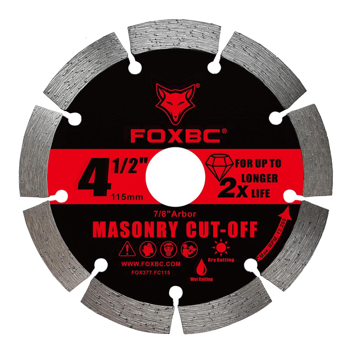 FOXBC 4-1/2 Inch Segmented Diamond Blade for Masonry & Concrete Cut-Off Discs for Angle Grinder, 7/8" Arbor, 3 Pack