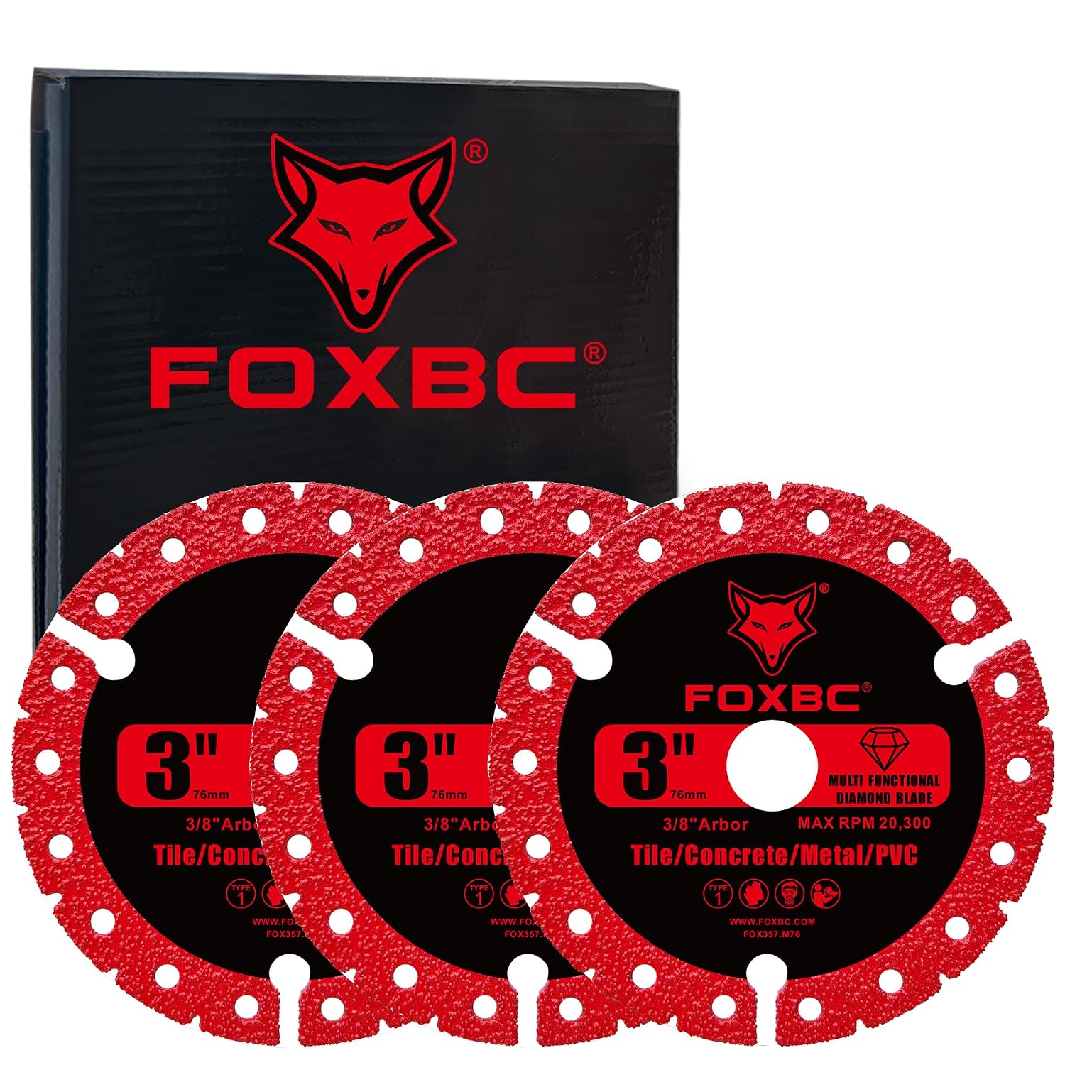 FOXBC 3 inch Diamond Multi-Purpose Saw Blades Metal Cutting Wheel - 3 Pack