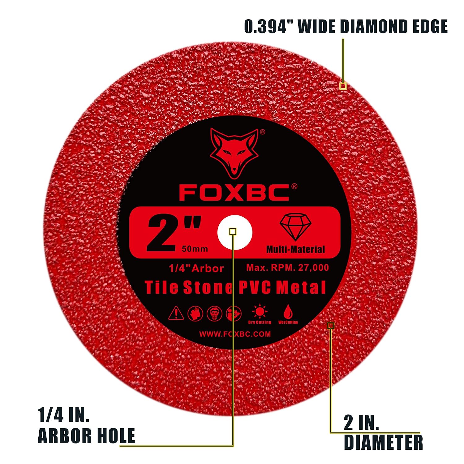 FOXBC 2 Inch Diamond Blades Tile Glass Multi-Material Cut Wheels - 10 Pack