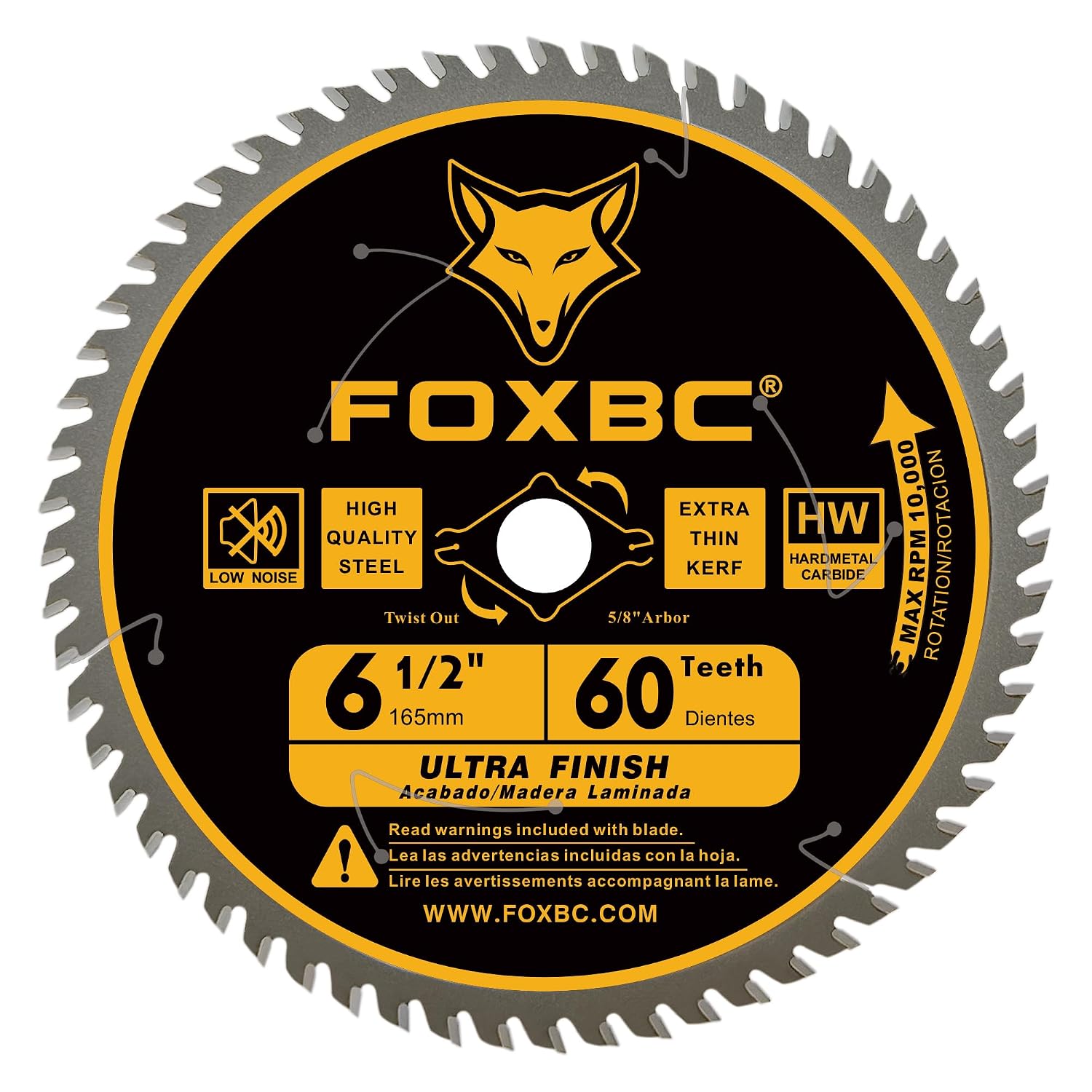 FOXBC 6-1/2 inch Circular Saw Blade 40T 60T Combo Pack, Ultra Fine Finish for Wood Cutting, Thin-Kerf with 5/8" Arbor