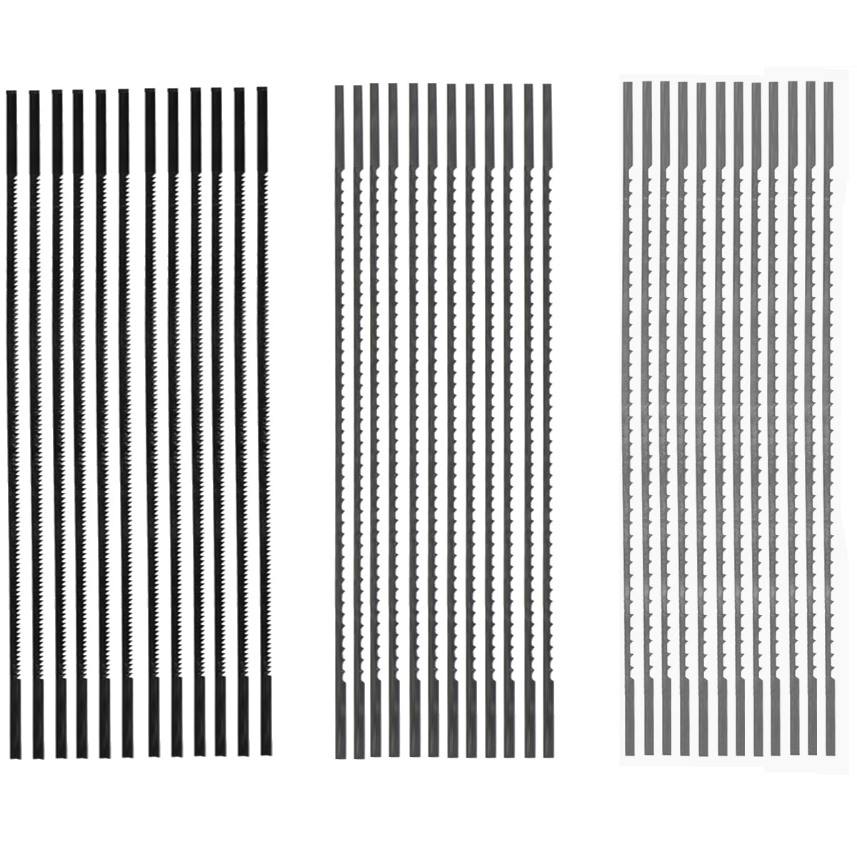 Juego de hojas de sierra de calar de extremo liso de 5 pulgadas, paquete de 36 (28TPI, 12 TPI, 10TPI)