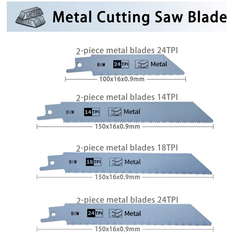 FOXBC Reciprocating Saw Blades Set for DEWALT, Milwaukee, Black+Decker, Ryobi, Makita, Bosch and Most Reciprocating Saw for Metal/Wood Cutting - 36 Pack