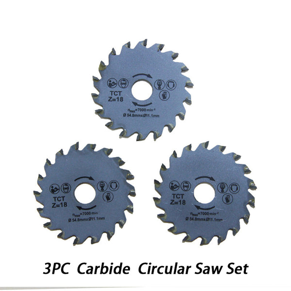 Hojas de sierra circular de carburo de 54,8 mm para corte de metal y madera para herramienta rotativa - Paquete de 3