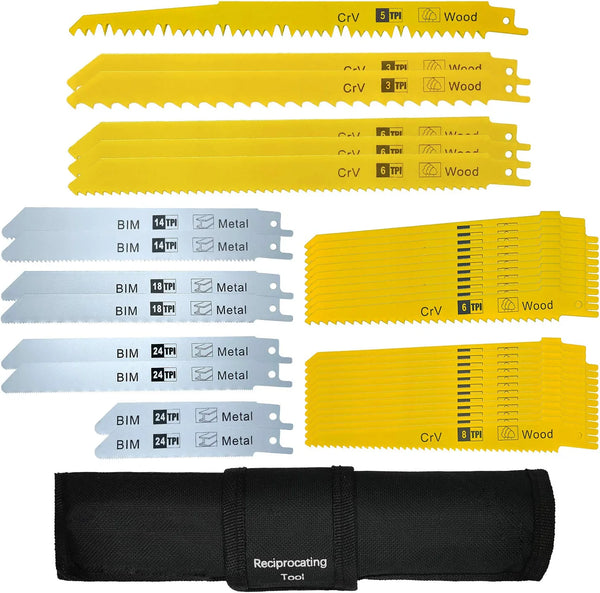 Juego de hojas de sierra alternativa para corte de madera, metal y plástico. Para DEWALT, Bosch, Makita, Milwaukee, Skil, Craftsman, Porter-Cable, Ryobi, Ridgid, Black&amp;Decker y más