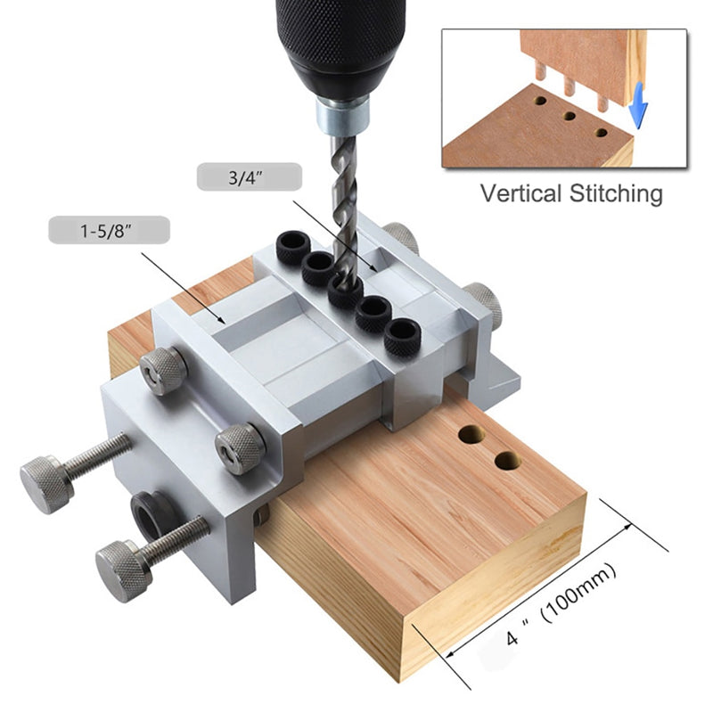 Three In One Woodworking Punch Positioner English 3/8 "aluminum Alloy Log Tenon Drill Hole Punch Jig Woodworking Tools