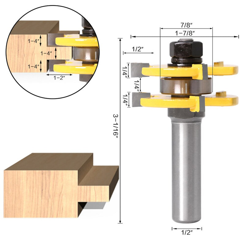 Fresas para carpintería de 1/4 ''y 12mm, accesorios de grabado CNC, máquina enrutadora de madera, brocas, herramientas de carpintería, 3 uds.