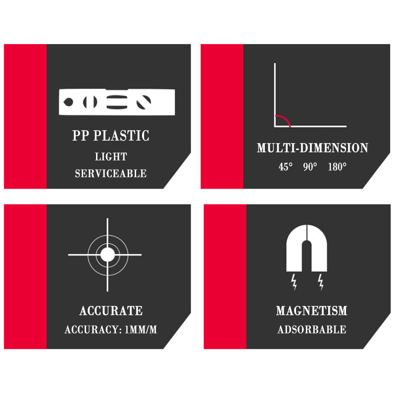 Mini nivel magnético con 3 burbujas horizontales, herramienta de medición de decoración familiar para carpintería, 180, 90, 45 grados, 3,74 pulgadas