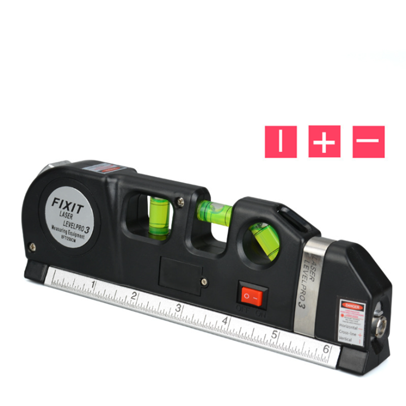Localizador de línea Horizontal con nivel láser 2 en 1, cubierta de colector de polvo de perforación con rango de medición, herramientas de medición Vertical