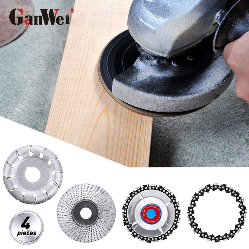 4 Pieces Angle Grinder Wood Carving Disc Shaping Disc 12 Teeth Wood Shaping Disc for Wood Cutting Shaping Polishing