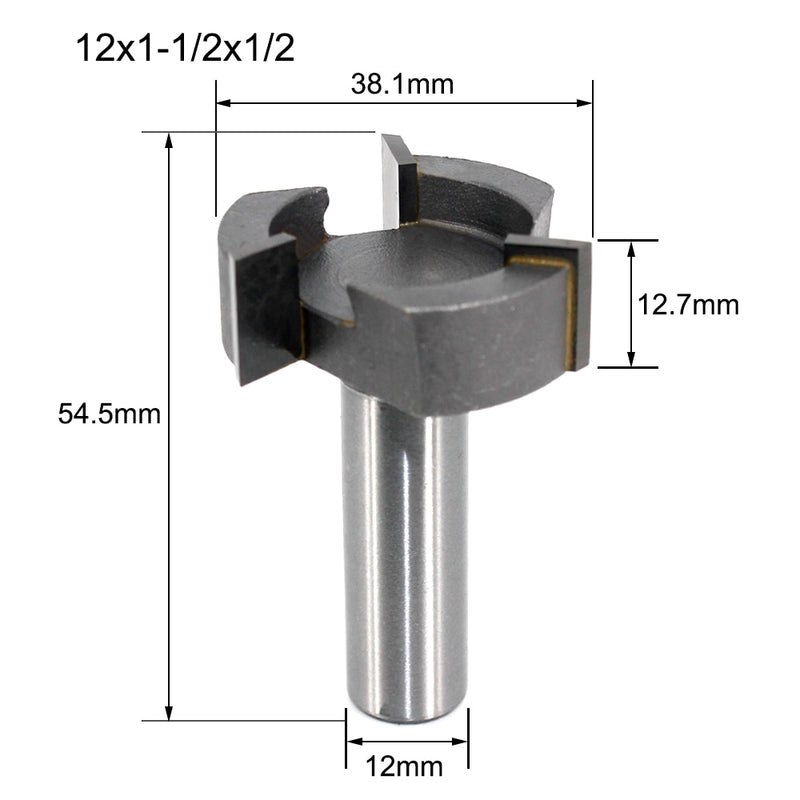 1/2 Shank 3 Teeth T-Slot Z3 Router Bit Straight Edge Slotting Milling Cutter Cutting Handle for Wood Woodwork