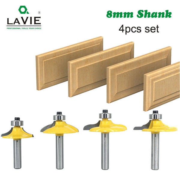 4pcs 8mm 12mm 1/2 Shank Drawer Router Bit Set Round Over Beading Edging Mill Wood Milling Cutter Carbide Woodwork