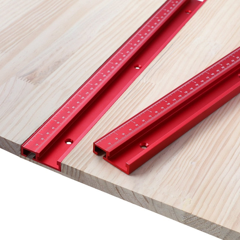 400-800MM Aluminum Alloy Table Guide Rail Type 45 Red Metric Inch with Scale Chute Push Handle Chute Woodworking Tool