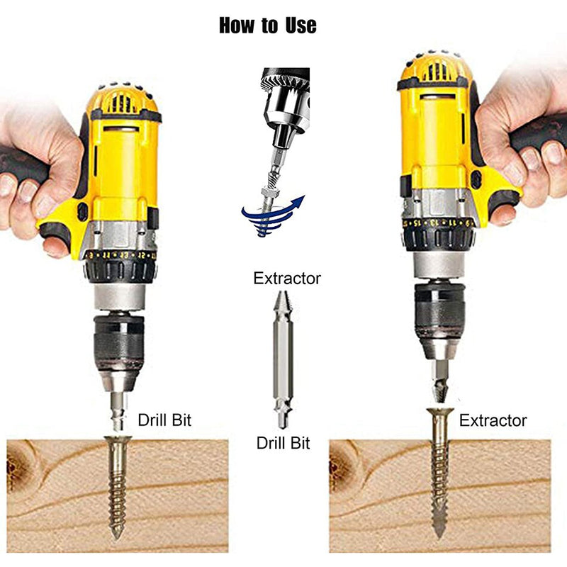 4/5/6 PCS Damaged Screw Extractor Drill Bit HSS 4341 Double Side Drill Broken Bolt Extractor and Screw Remover Tool Set