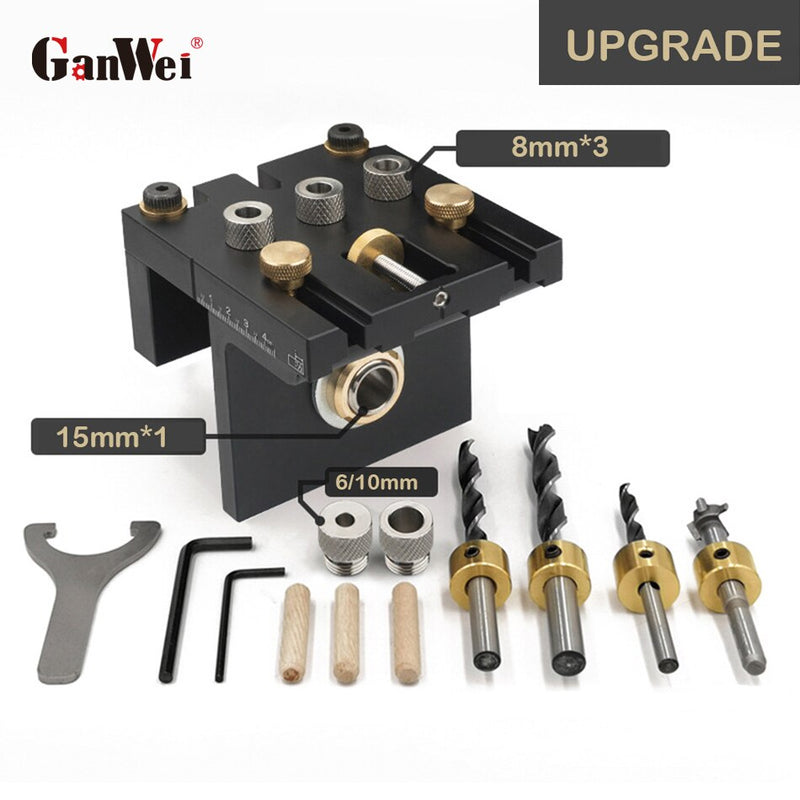 Upgrade Adjustable Doweling Jig Woodworking Pocket Hole Jig With Drill Bit For Drilling Guide Locator Puncher Tools