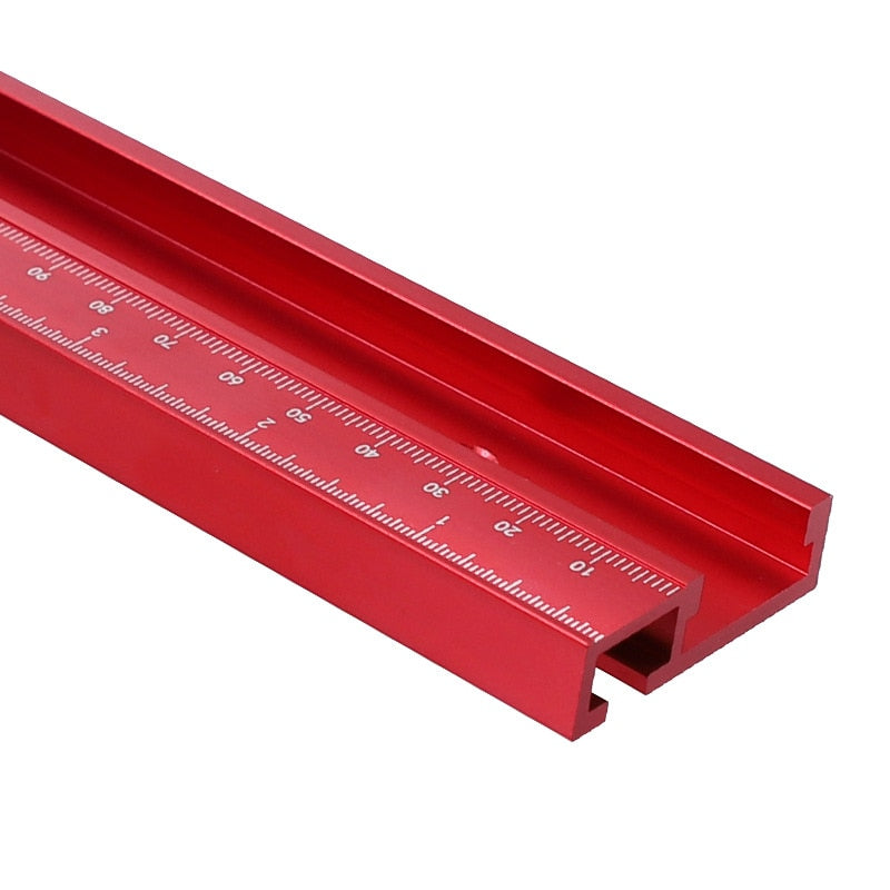 Carril guía de mesa de aleación de aluminio de 400-800MM, tipo 45 pulgadas métricas rojas con escala, mango de empuje, herramienta de carpintería