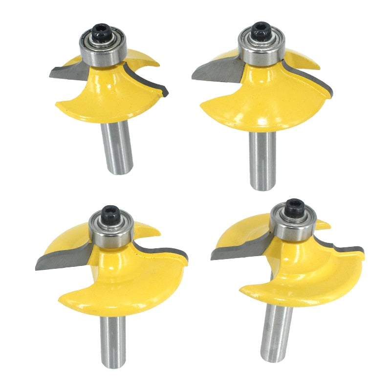 4pcs 8mm 12mm 1/2 Shank Drawer Router Bit Set Round Over Beading Edging Mill Wood Milling Cutter Carbide Woodwork
