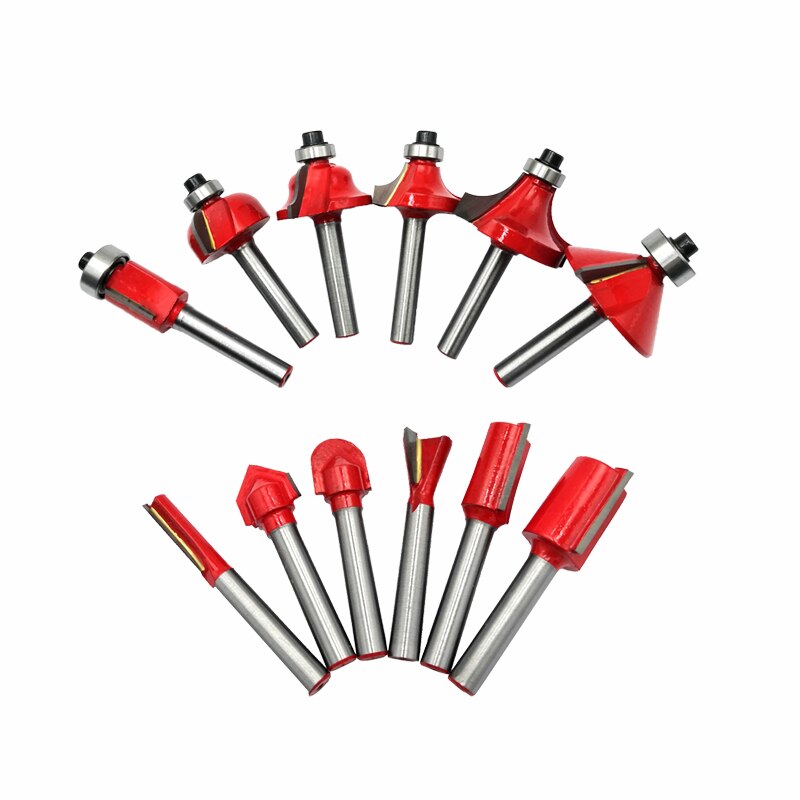 12pcs 6mm Shank Router Bit Set Trimming Straight Corner Beading Bits